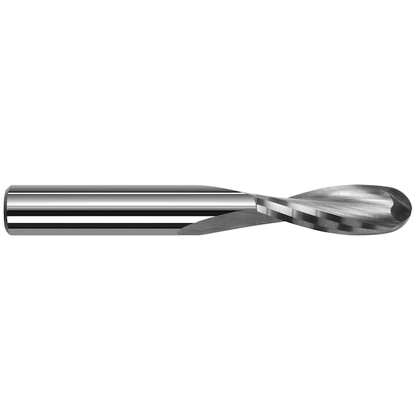 End Mill for Plastics - Ball Upcut - 2 Flute 0.1250" (1/8) Cutter DIA x 0.5000" (1/2) Length of Cut